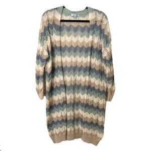 She + Sky Long Knit Open Front Cardigan